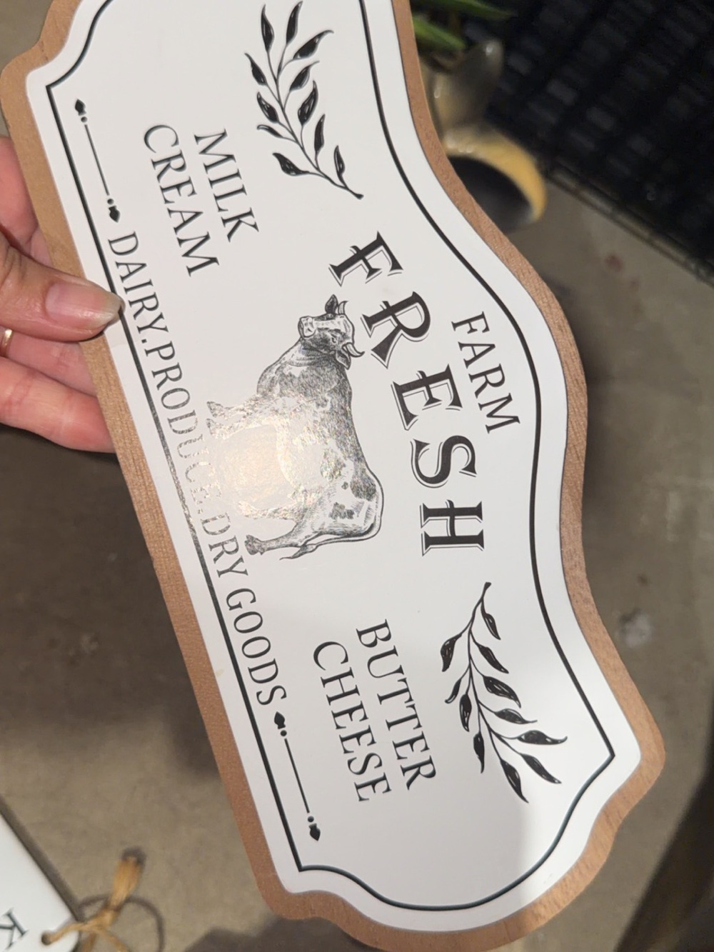 Fresh Farm Dairy Decorative Sign - White & Brown